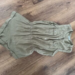 Fashion Nova Tan Sleeveless Romper with Front Buttons